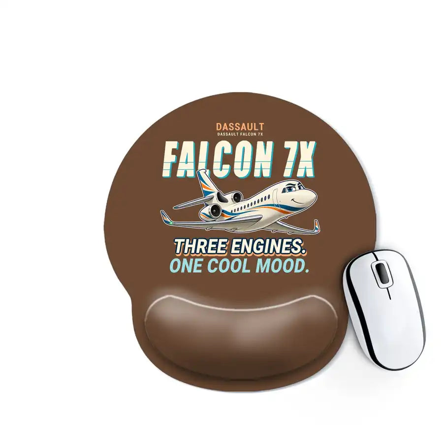 Dassault Falcon 7X - Cartoon - Ergonomic Mouse Pad - Brown