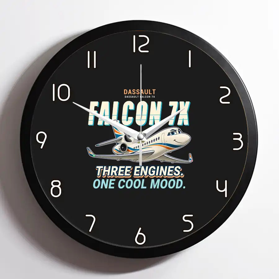 Dassault Falcon 7X - Cartoon - Framed - Black