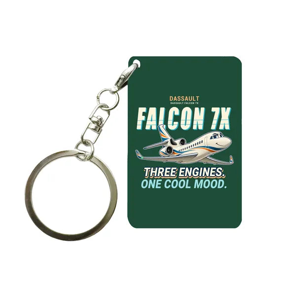 Dassault Falcon 7X - Cartoon - Key Chain - Dark Green