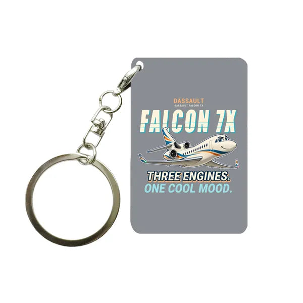 Dassault Falcon 7X - Cartoon - Key Chain - Gray