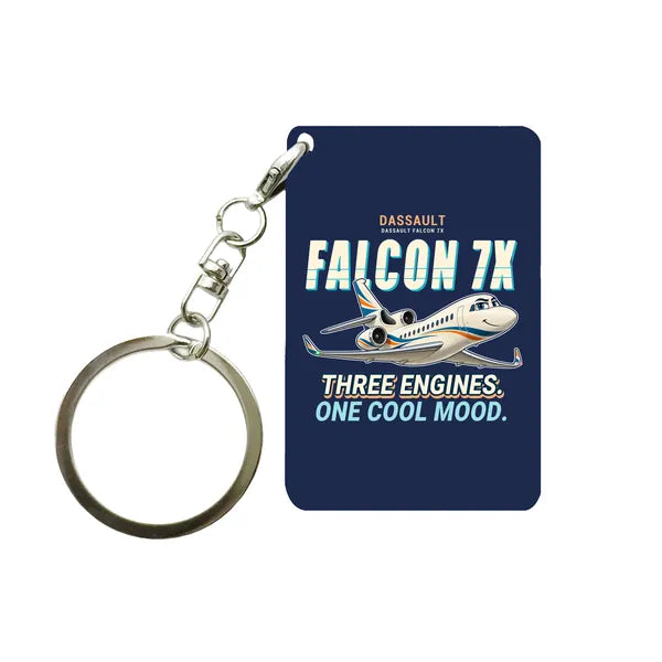 Dassault Falcon 7X - Cartoon - Key Chain - Navy Blue
