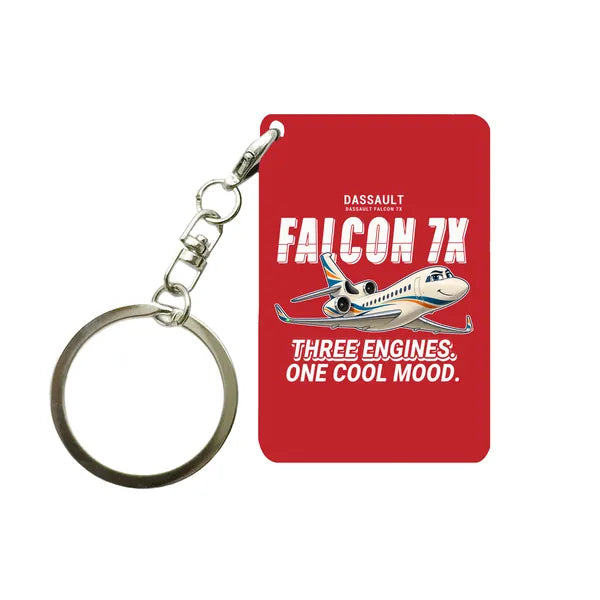 Dassault Falcon 7X - Cartoon - Key Chain - Red