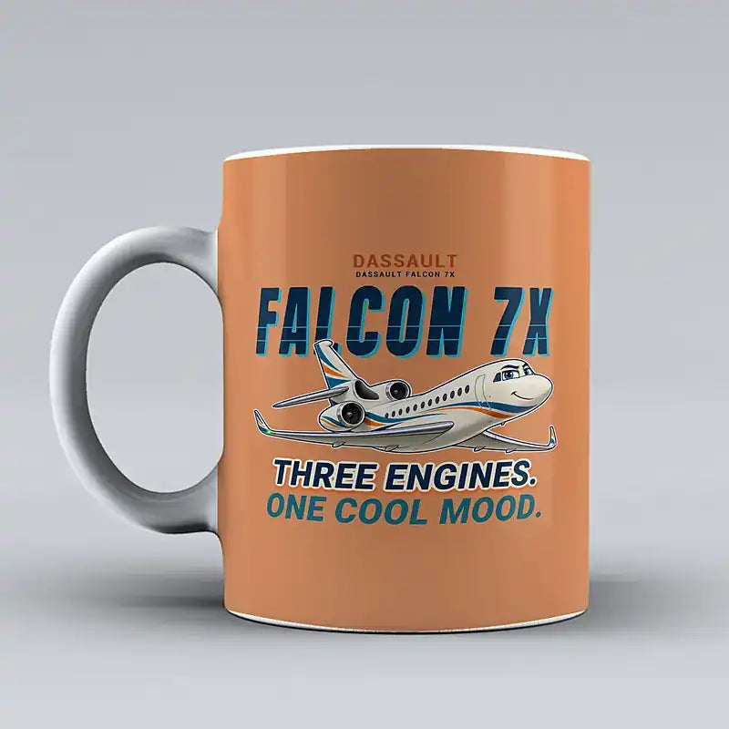 Dassault Falcon 7X - Cartoon - Mug - Orange