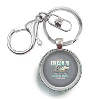 Thumbnail for Dassault Falcon 7X - Cartoon + Name - Circle Key Chain - Gray