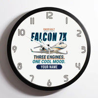 Thumbnail for Dassault Falcon 7X - Cartoon + Name - Framed - White