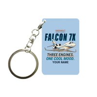 Thumbnail for Dassault Falcon 7X - Cartoon + Name - Key Chain - Light Blue