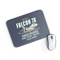 Thumbnail for Dassault Falcon 7X - Cartoon + Name - Mouse Pad - Navy Blue