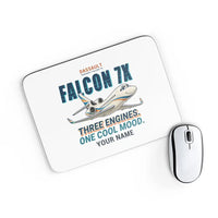 Thumbnail for Dassault Falcon 7X - Cartoon + Name - Mouse Pad - White