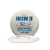 Thumbnail for Dassault Falcon 7X - Cartoon + Name - Pin - Beige