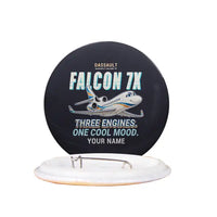 Thumbnail for Dassault Falcon 7X - Cartoon + Name - Pin - Black