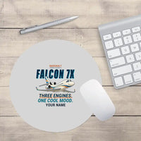 Thumbnail for Dassault Falcon 7X - Cartoon + Name - Round Mouse Pad - Light Gray