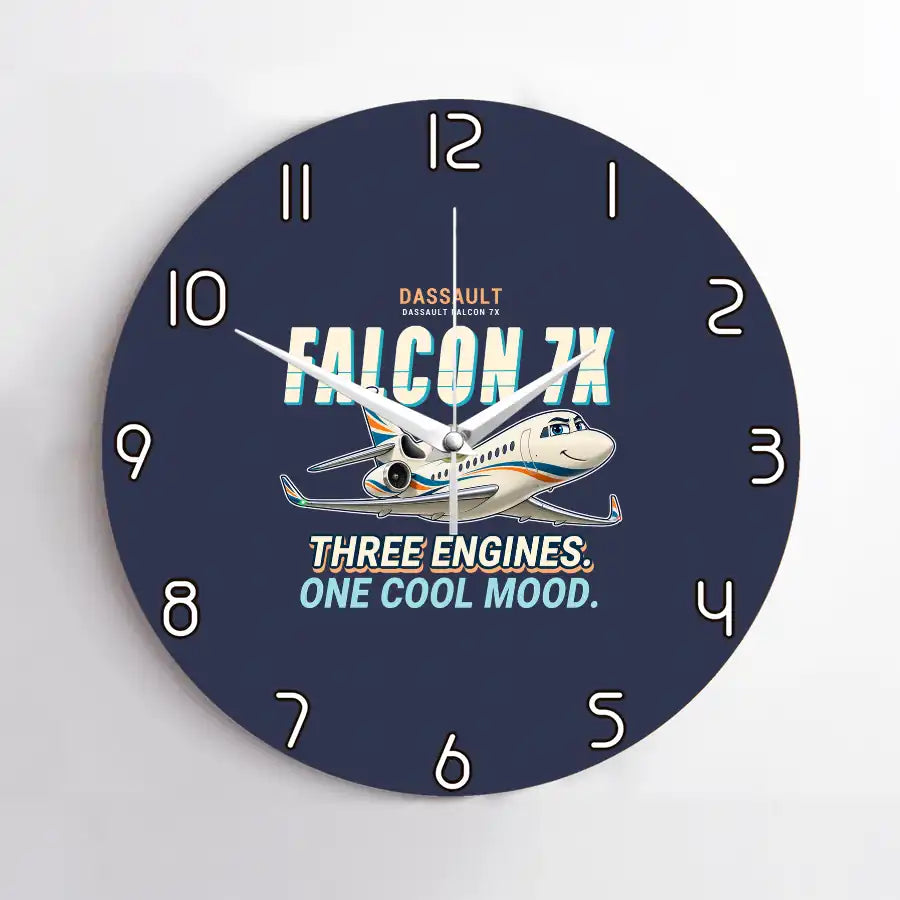 Dassault Falcon 7X - Cartoon - No Frame - Navy Blue