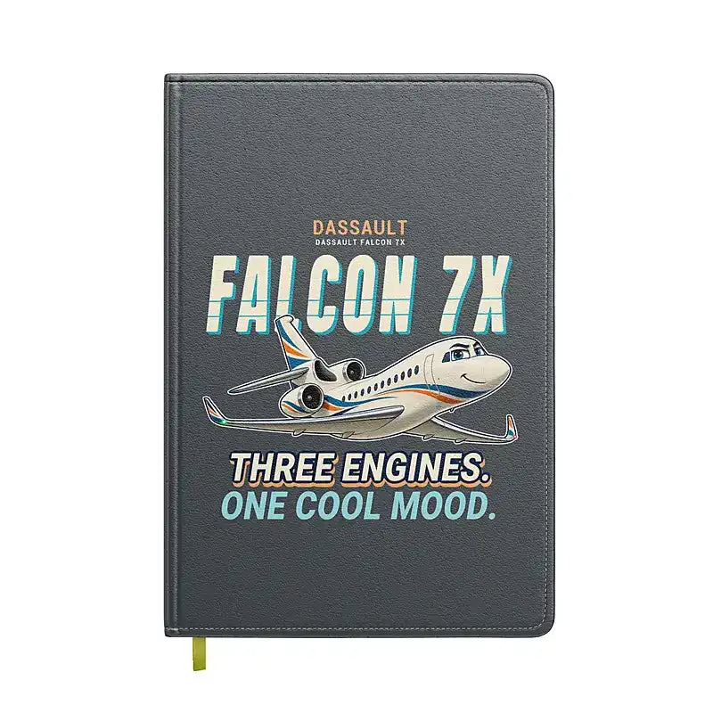 Dassault Falcon 7X - Cartoon - Notebook - Gray