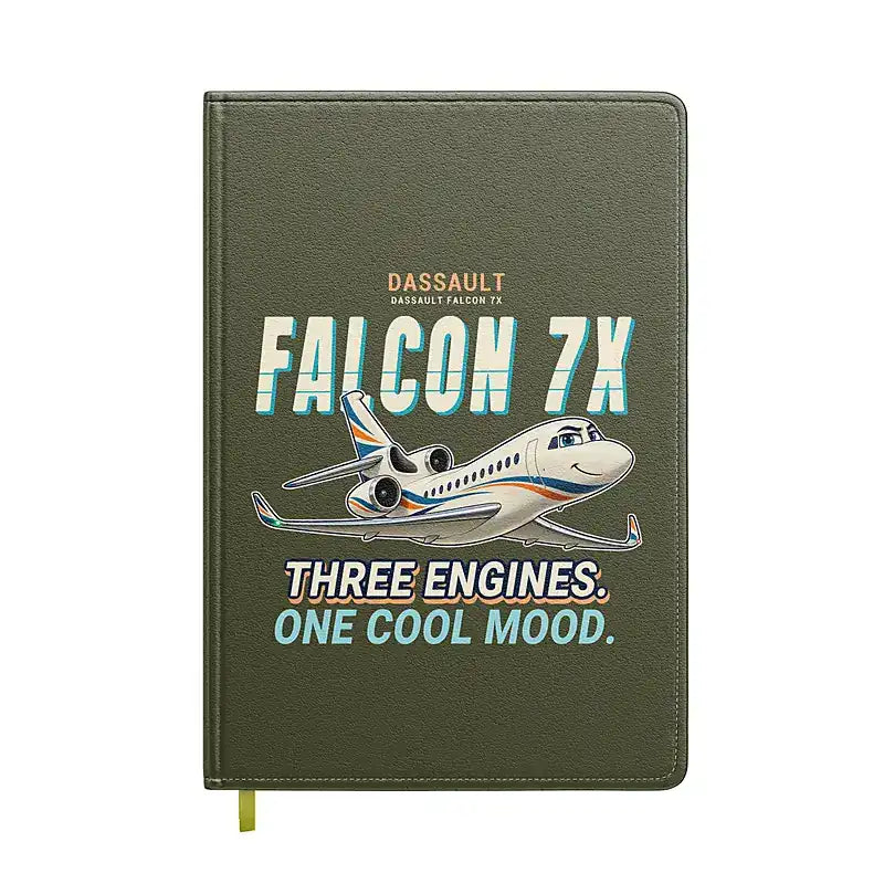 Dassault Falcon 7X - Cartoon - Notebook - Green Army