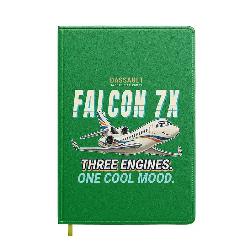 Dassault Falcon 7X - Cartoon - Notebook - Green