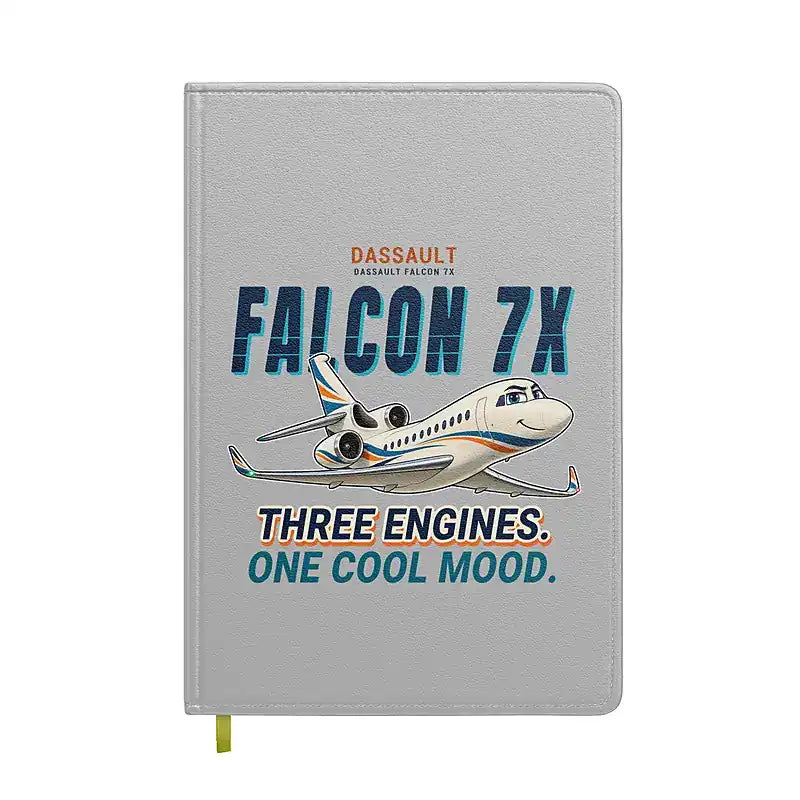 Dassault Falcon 7X - Cartoon - Notebook - Light Gray