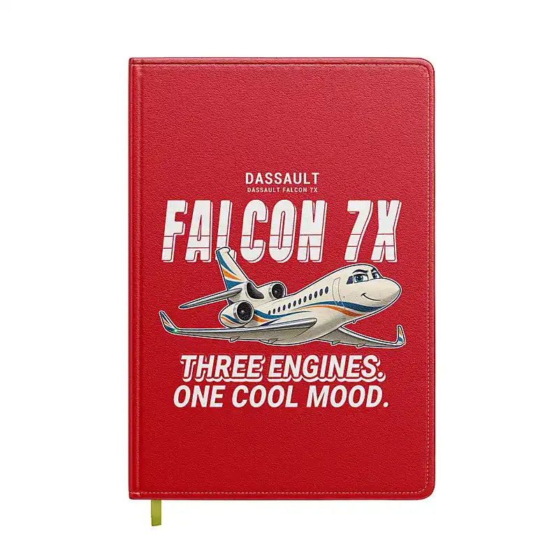 Dassault Falcon 7X - Cartoon - Notebook - Red