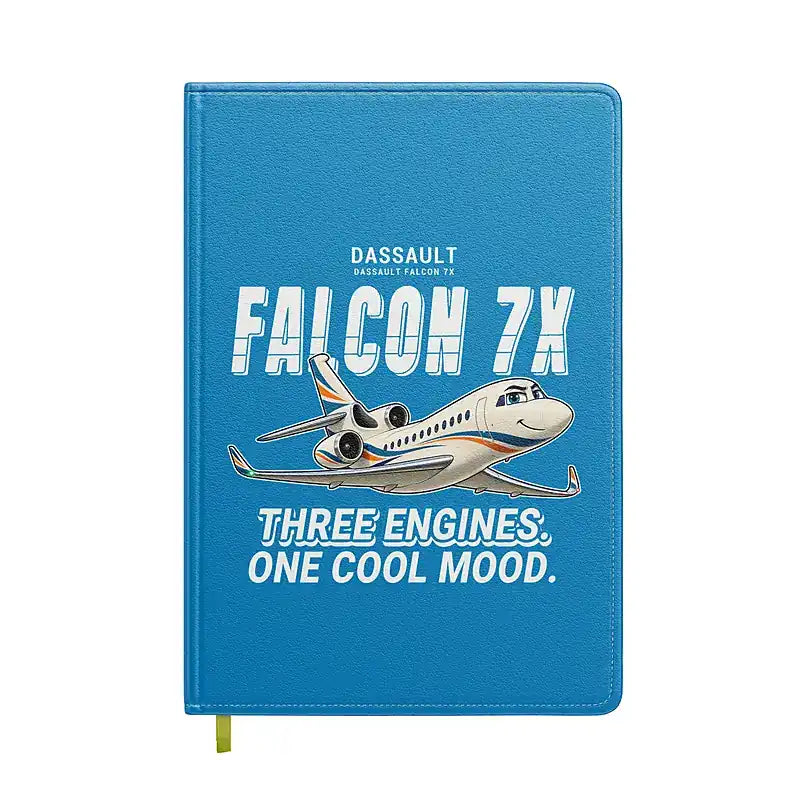 Dassault Falcon 7X - Cartoon - Notebook - Turquoise