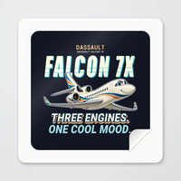 Thumbnail for Dassault Falcon 7X - Cartoon - Square Sticker - Peel