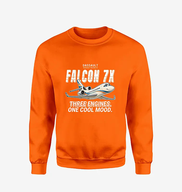 Dassault Falcon 7X - Cartoon - Sweatshirt - Orange