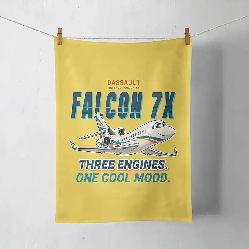 Dassault Falcon 7X - Cartoon - Towel - Yellow