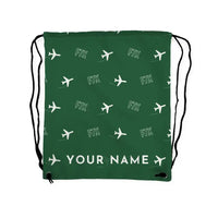 Thumbnail for Dassault Falcon 7X - Drawstring Bag - 3D Pattern + Name - Green