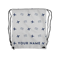 Thumbnail for Dassault Falcon 7X - Drawstring Bag - 3D Pattern + Name - Light Gray