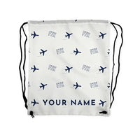 Thumbnail for Dassault Falcon 7X - Drawstring Bag - 3D Pattern + Name - White