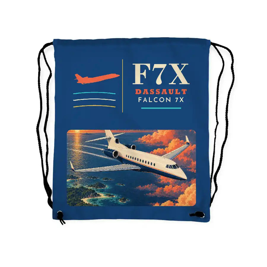 Dassault Falcon 7X - Drawstring Bag - Classic - Blue