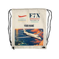 Thumbnail for Dassault Falcon 7X - Drawstring Bag - Classic + Name - Beige