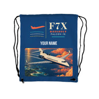 Thumbnail for Dassault Falcon 7X - Drawstring Bag - Classic + Name - Blue