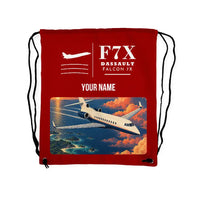 Thumbnail for Dassault Falcon 7X - Drawstring Bag - Classic + Name - Red