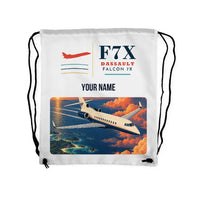 Thumbnail for Dassault Falcon 7X - Drawstring Bag - Classic + Name - White