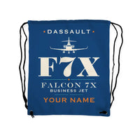 Thumbnail for Dassault Falcon 7X - Drawstring Bag - Heritage + Name - Blue