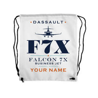 Thumbnail for Dassault Falcon 7X - Drawstring Bag - Heritage + Name - White