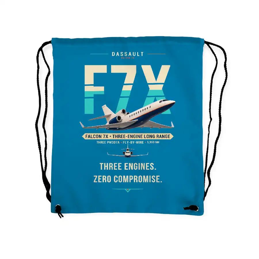 Dassault Falcon 7X - Drawstring Bag - Original - Light Blue