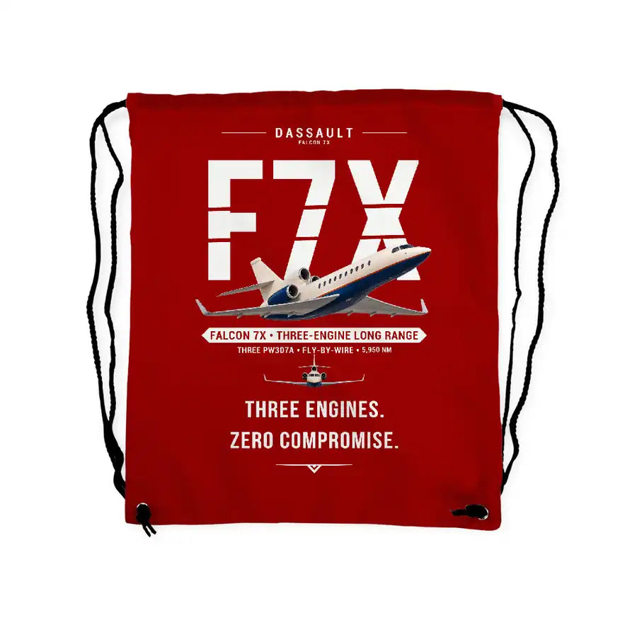 Dassault Falcon 7X - Drawstring Bag - Original - Red