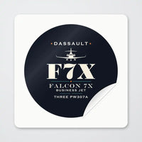 Thumbnail for Dassault Falcon 7X - Heritage - Circle Sticker - Peel