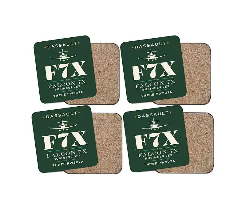 Dassault Falcon 7X - Heritage - Coaster Set - Dark Green