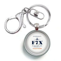 Thumbnail for Dassault Falcon 7X - Heritage + Name - Circle Key Chain - White