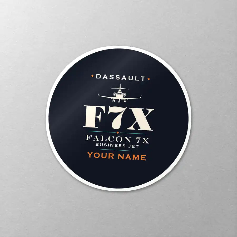 Dassault Falcon 7X - Heritage + Name - Circle Sticker - Close-up
