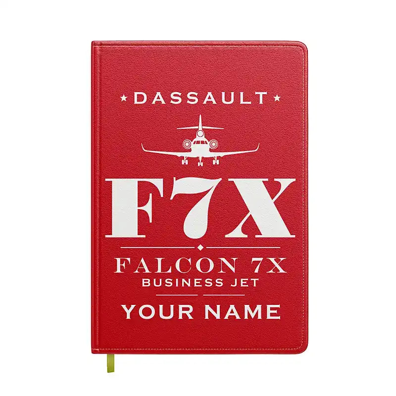 Dassault Falcon 7X - Heritage + Name - Notebook - Red