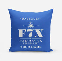 Thumbnail for Dassault Falcon 7X - Heritage + Name - Pillow - Blue