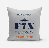 Thumbnail for Dassault Falcon 7X - Heritage + Name - Pillow - Light Gray