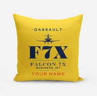 Thumbnail for Dassault Falcon 7X - Heritage + Name - Pillow - Yellow