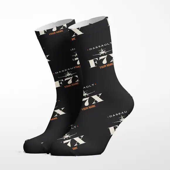Dassault Falcon 7X - Heritage + Name - Socks - Black