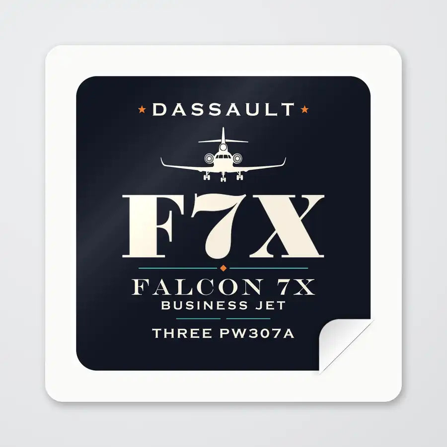 Dassault Falcon 7X - Heritage - Square Sticker - Peel