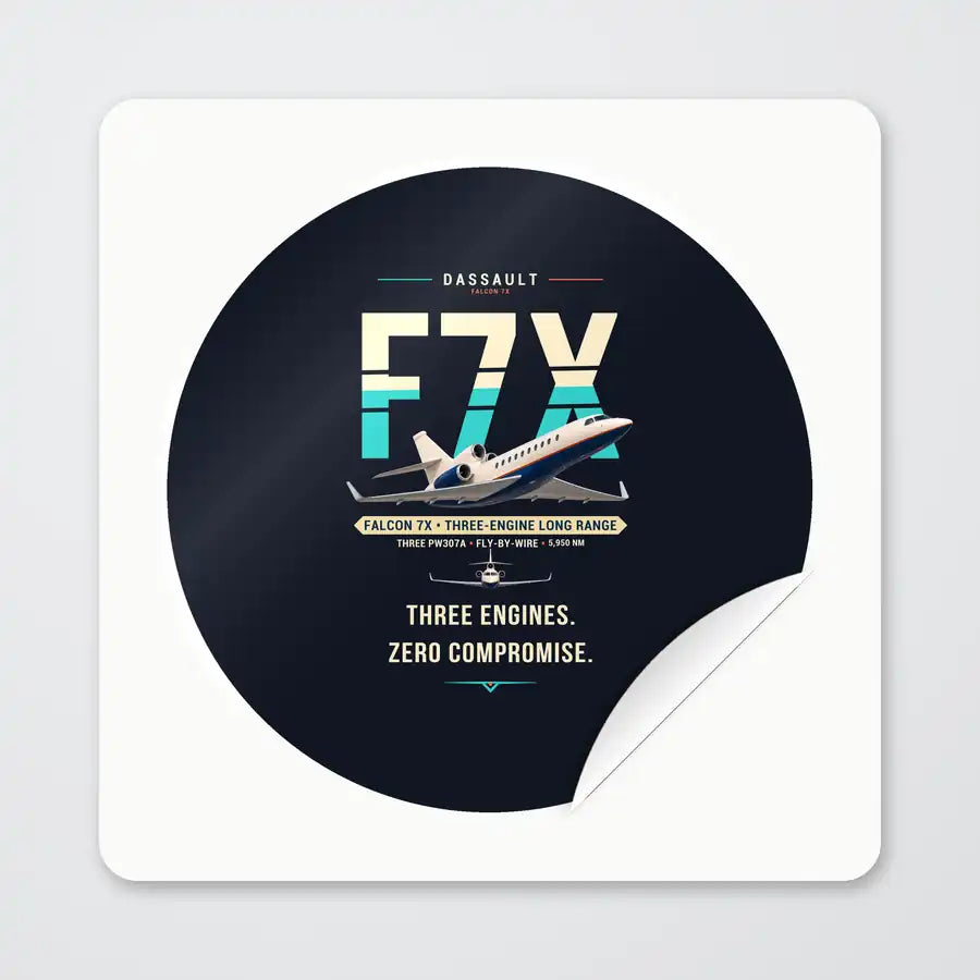 Dassault Falcon 7X - Original - Circle Sticker - Peel