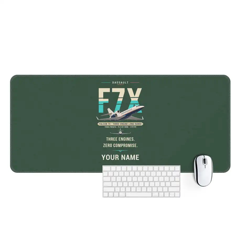 Dassault Falcon 7X - Original + Name - Desk Mat - Dark Green