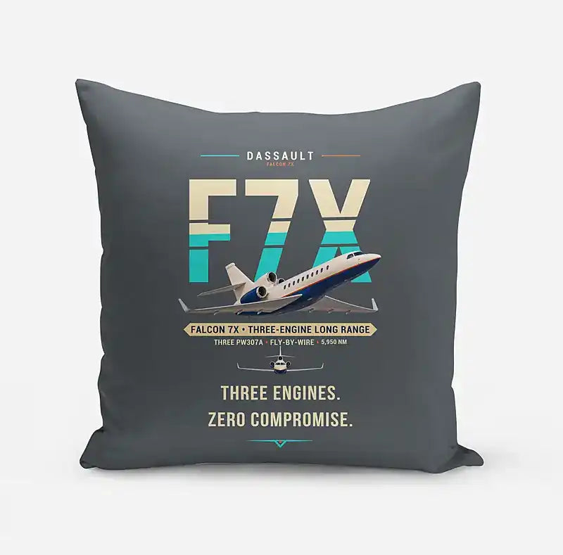 Dassault Falcon 7X - Original - Pillow - Gray